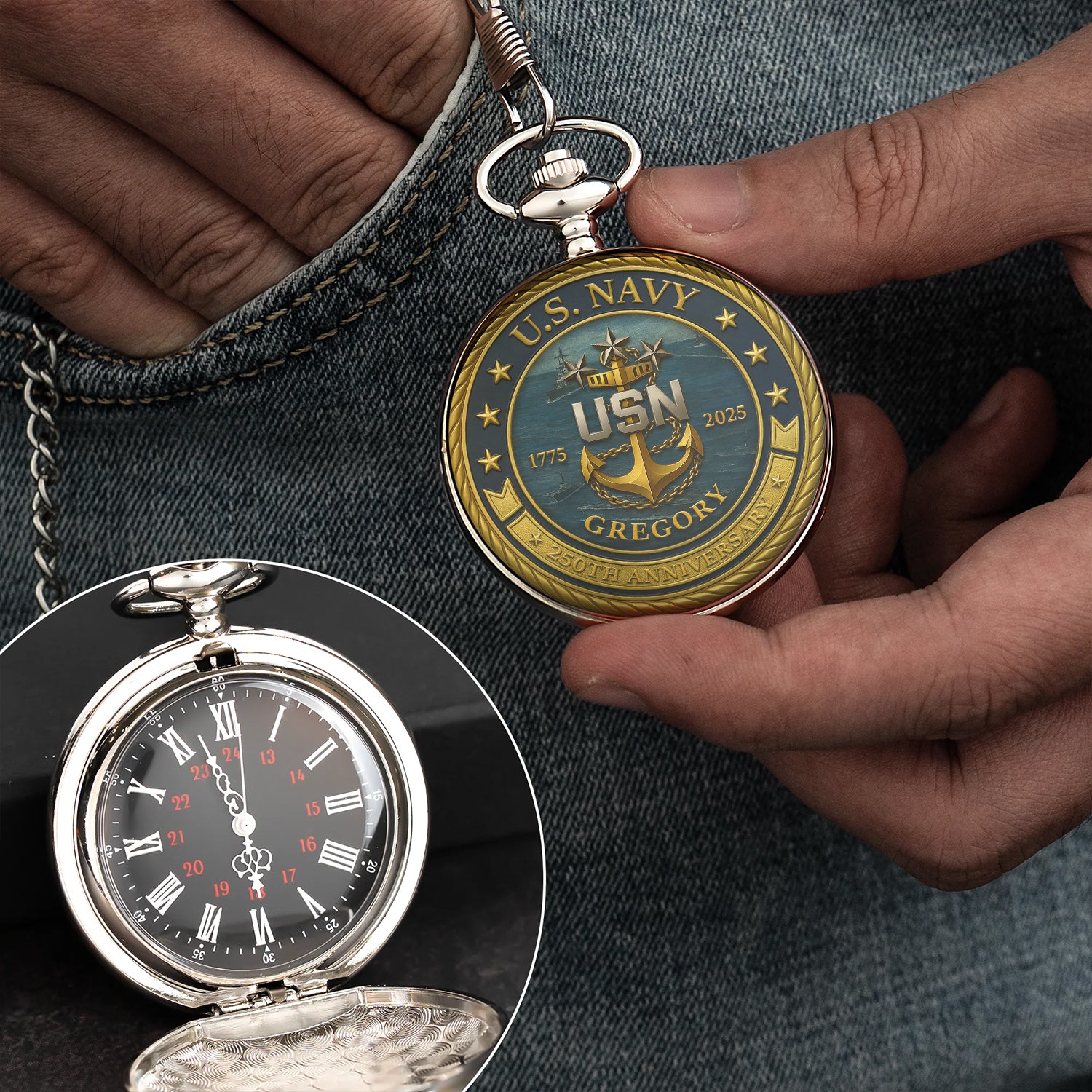 U.S. Navy 250th Anniversary Pocket Watch