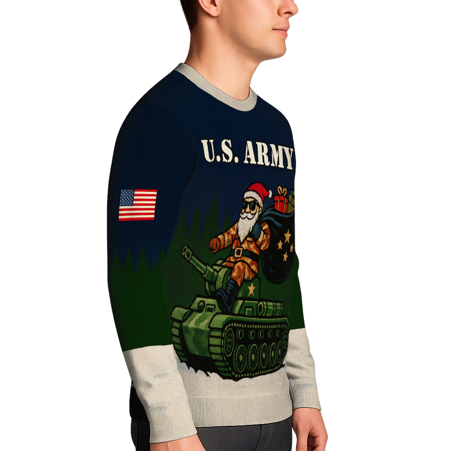 US Army Santa Tanker Ugly Christmas Sweater