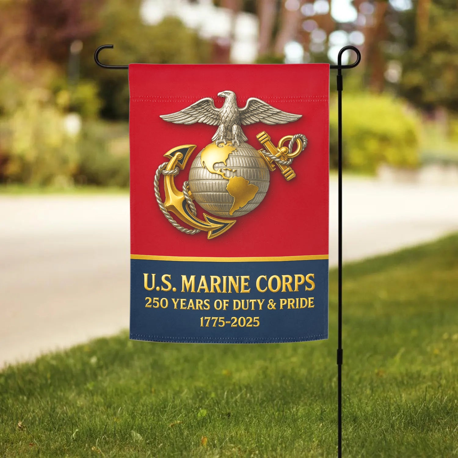 MARlNE 250 Years Of Duty & Pride Garden Flag 12" x 18" Twin-Side Printing