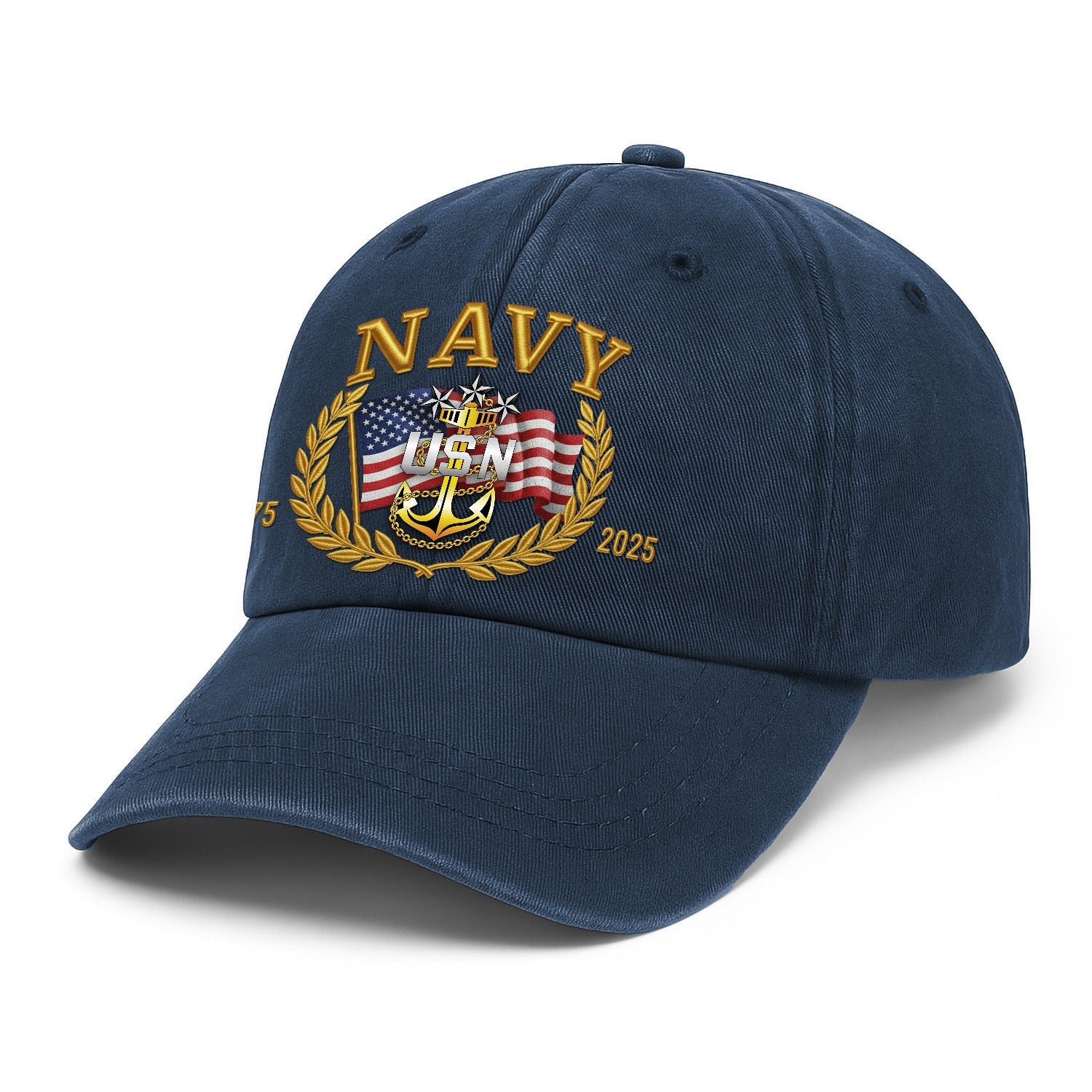Custom Ranks US Navy Premium Washed Denim Cap DC028