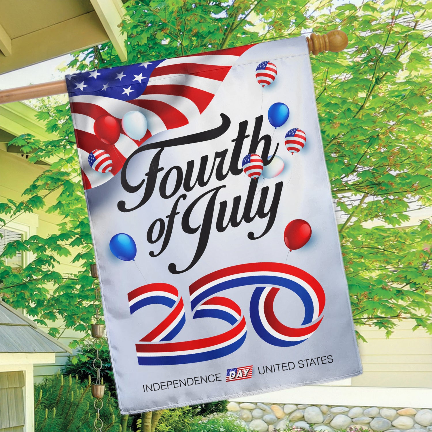 Fourth of July 250 House Flag 28''x40'' Twin-Side Printing