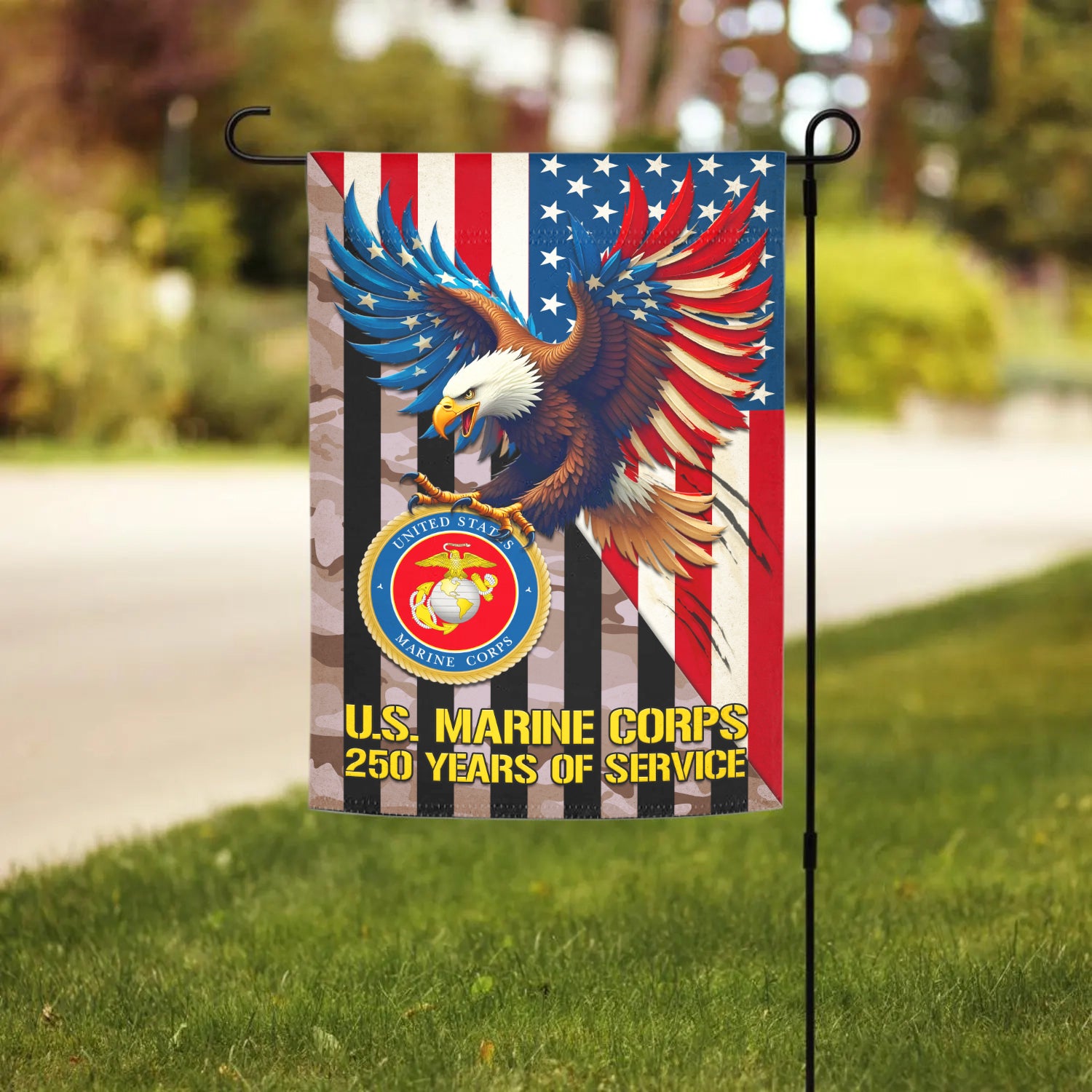 MARlNE 250 Years Of Service Garden Flag 12" x 18" Twin-Side Printing