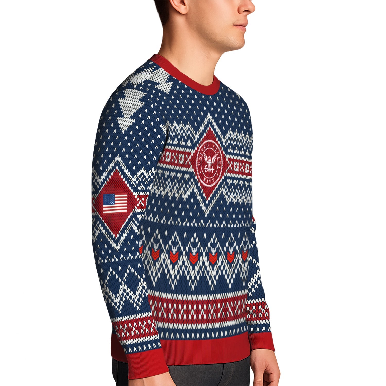 Personalized US Navy Christmas Ugly Sweater TUST09