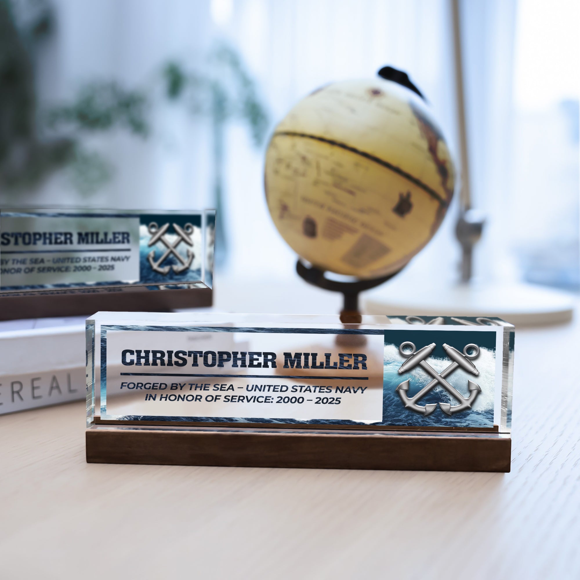 Custom US Navy Desk Plaque – Personalized Service Tribute