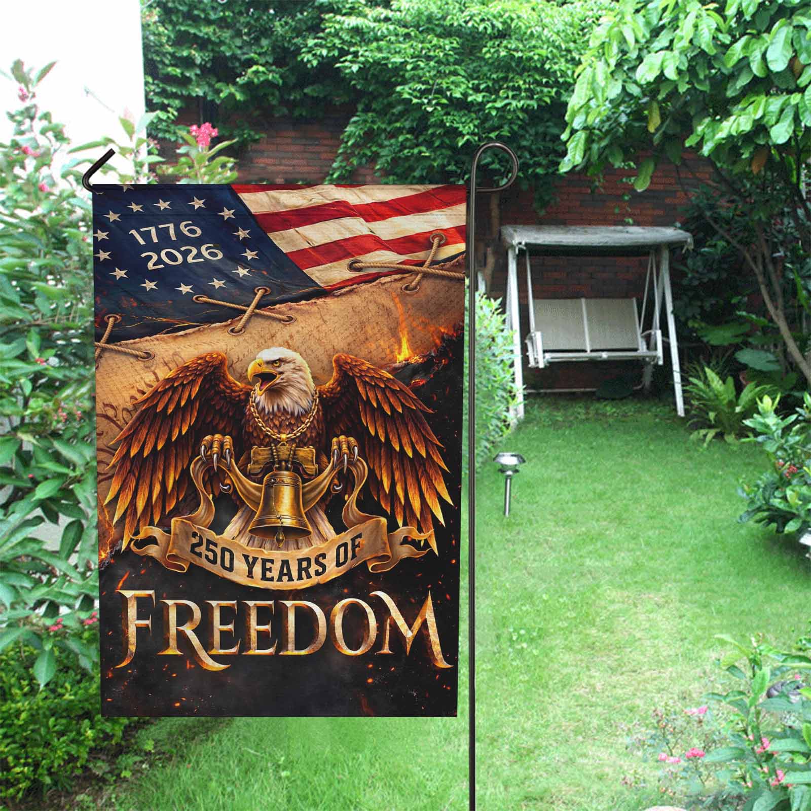 America 250 Garden Flag Patriotic Eagle Liberty Bell 250 Years of Freedom 1776-2026 Decor