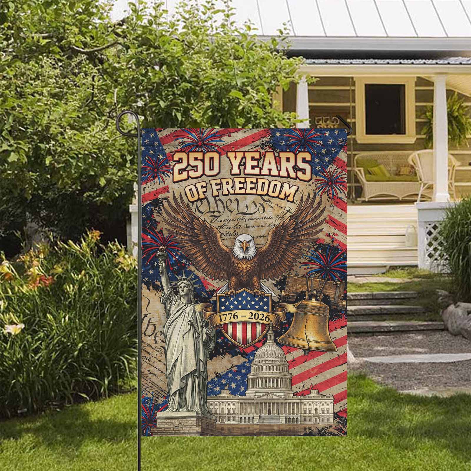 America 250 Garden Flag 1776–2026 Statue of Liberty Patriotic Decor