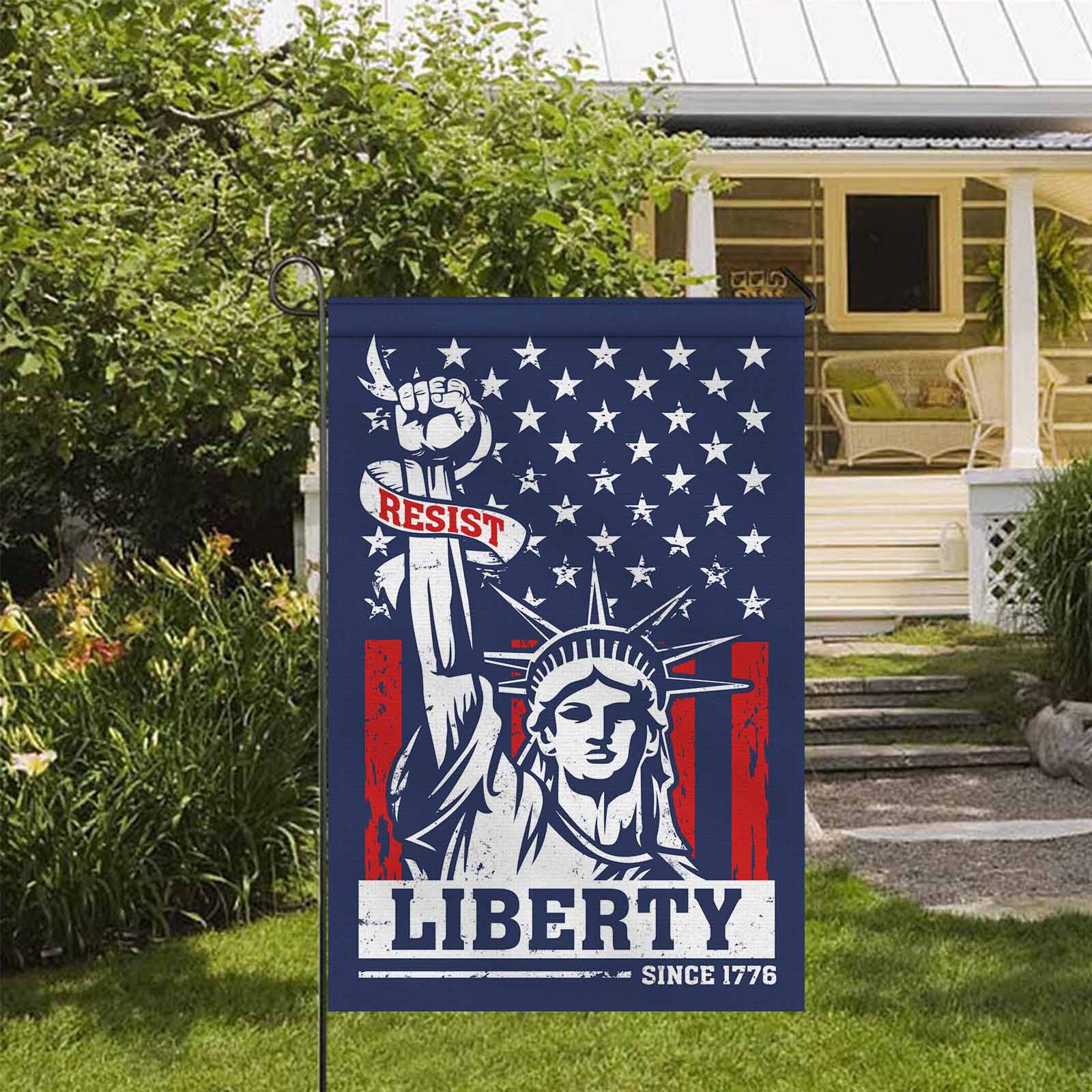 Resist Liberty Garden Flag Patriotic Statue of Liberty Since 1776 American Freedom Decor