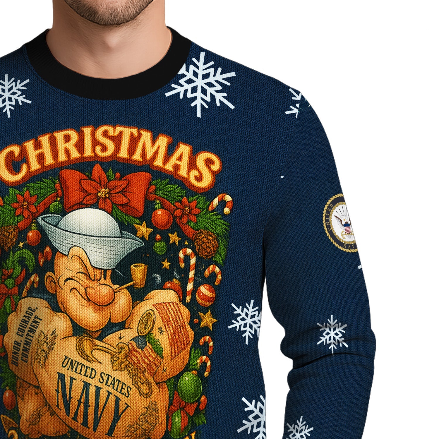 US Navy 250th Anniversary Christmas Ugly Sweater
