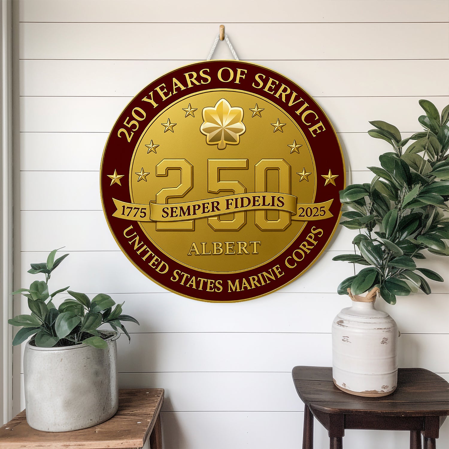 MARlNE 250 Years of Service Wooden Sign