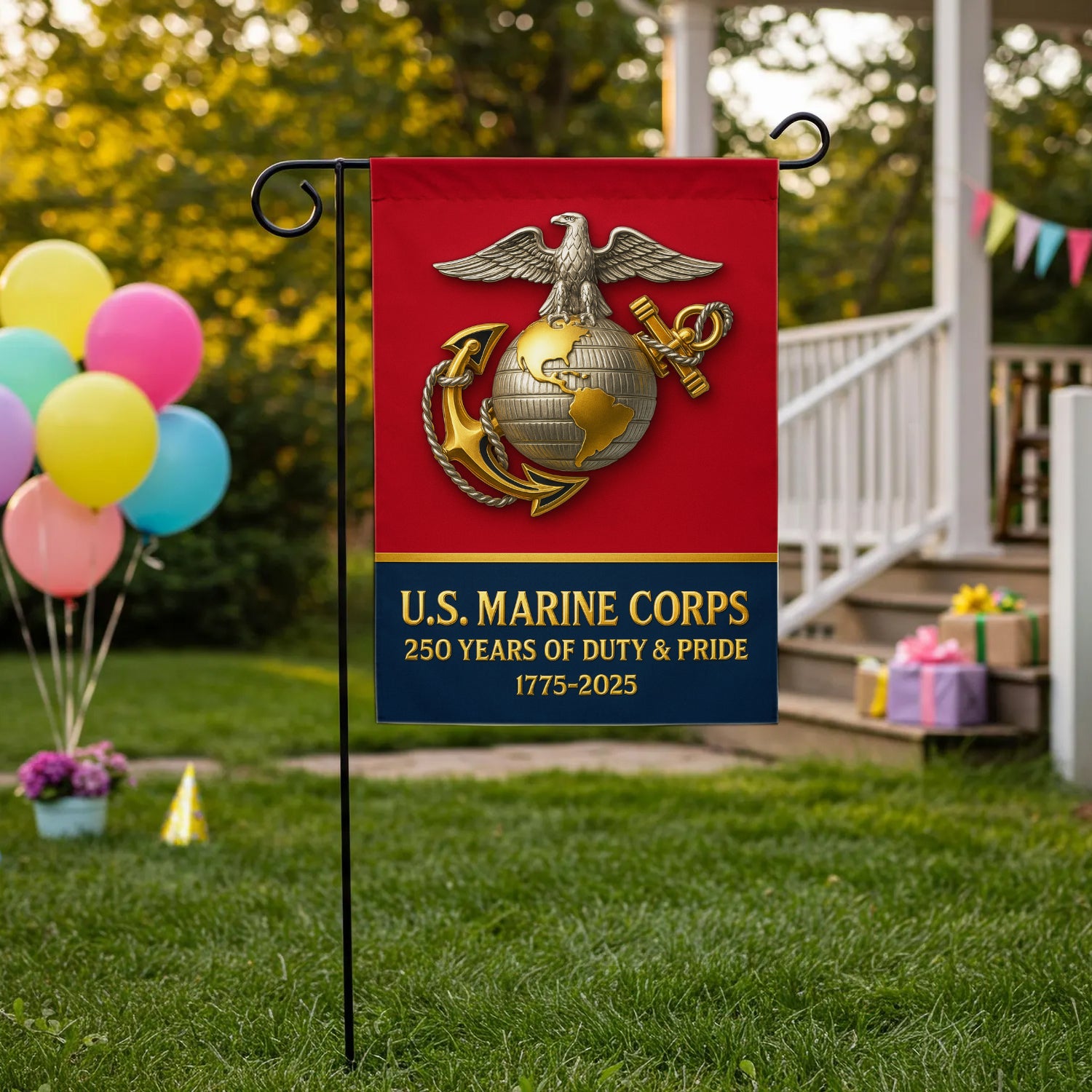 MARlNE 250 Years Of Duty & Pride Garden Flag 12" x 18" Twin-Side Printing