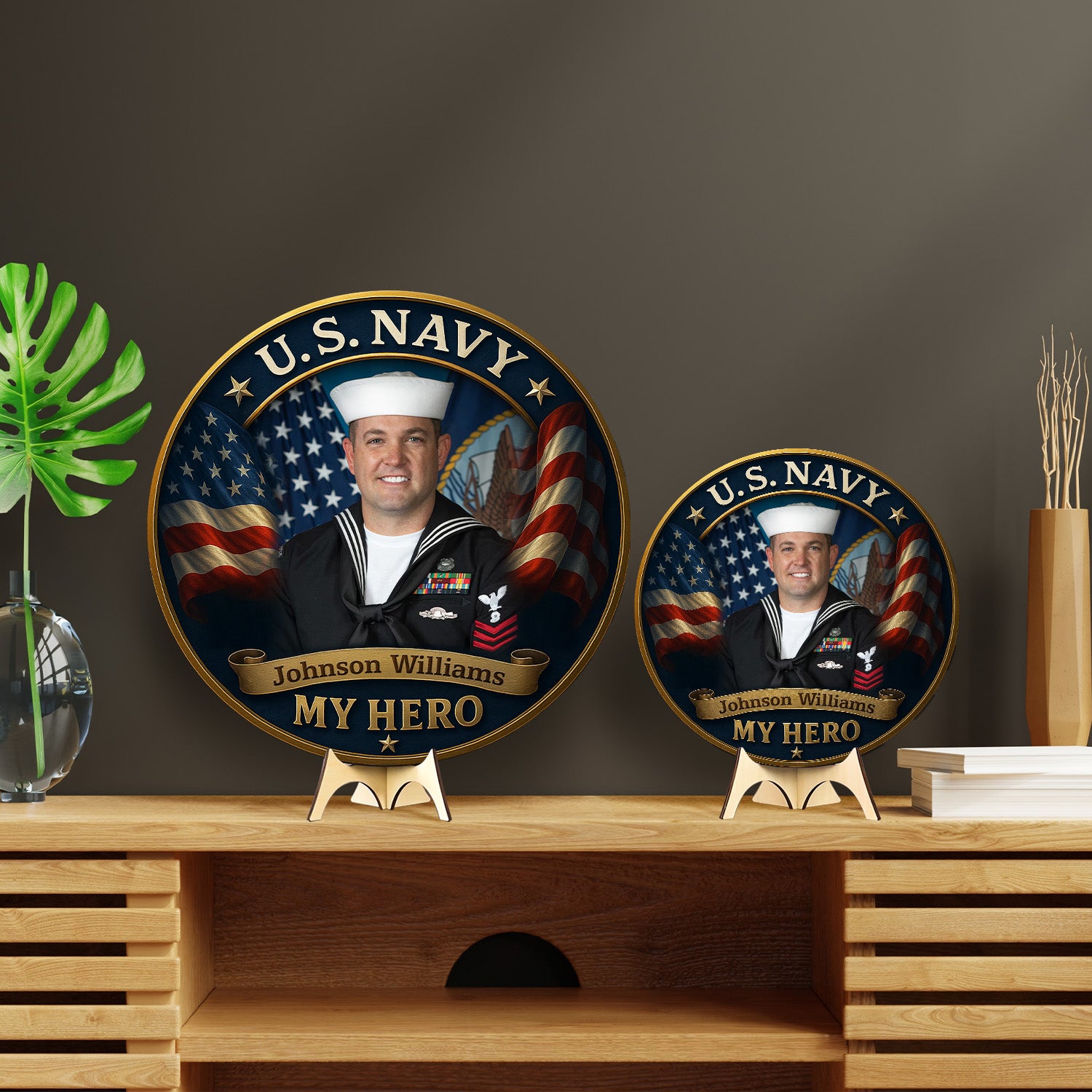 Personalized U.S. Navy Portrait Wooden Sign