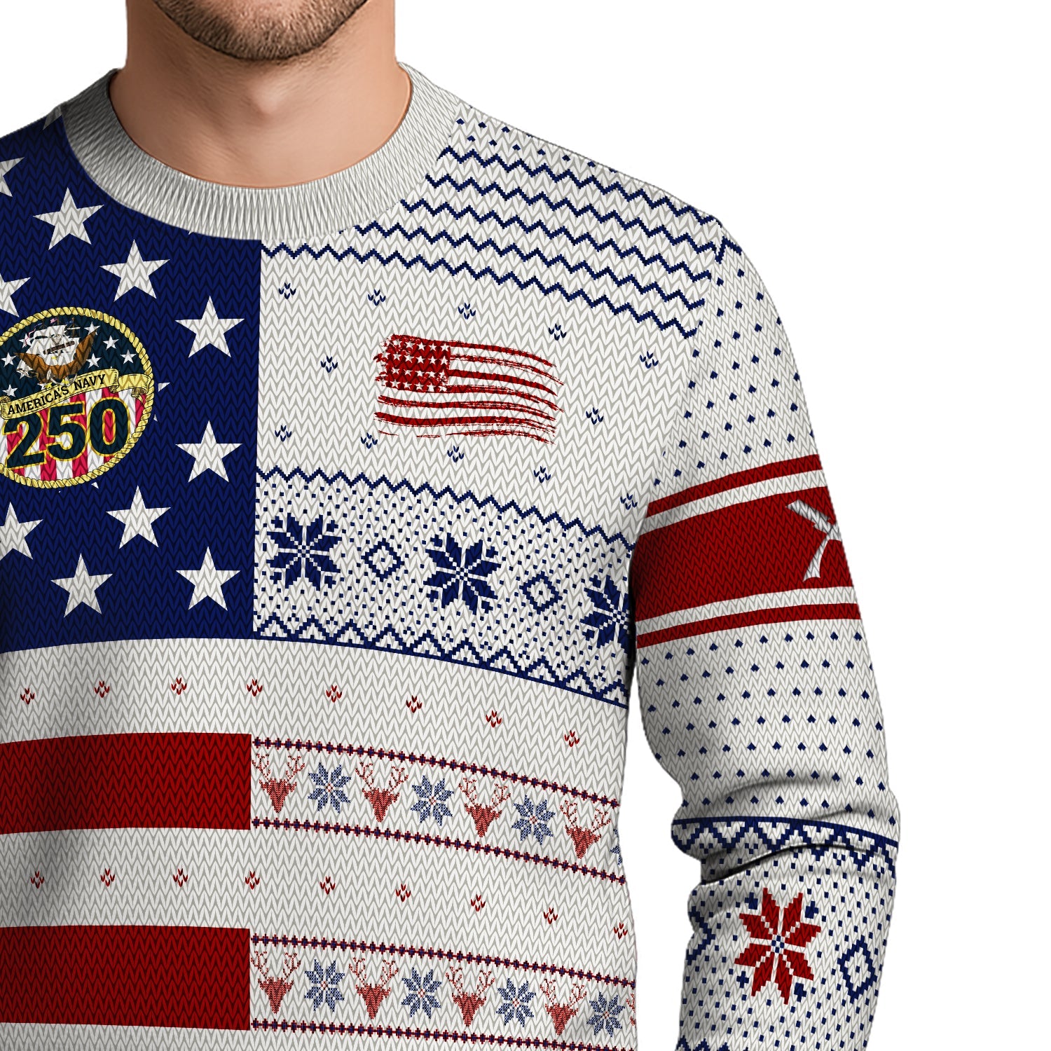 Personalized US Navy Christmas Ugly Sweater JUST08