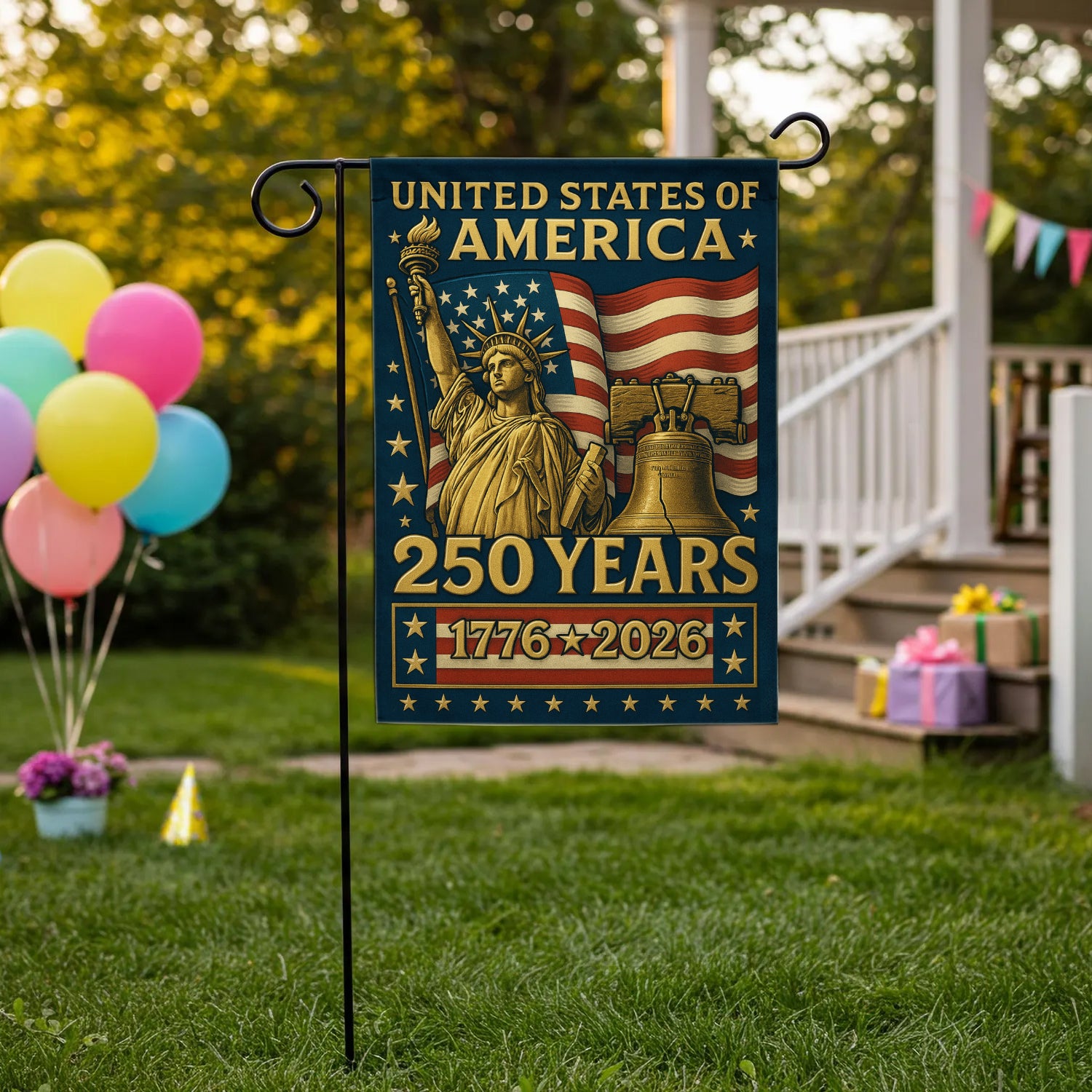United States Of America 250 Garden Flag 12''x18'' Twin-Side Printing