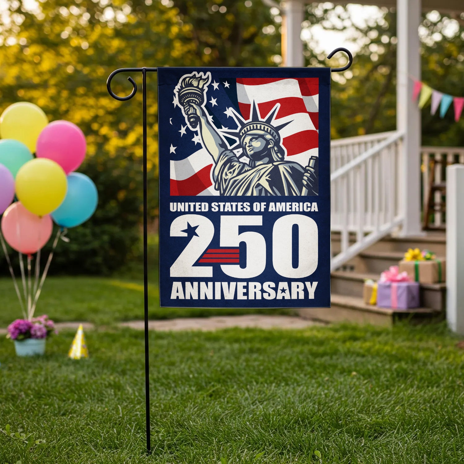 United States Of America 250 Anniversary Garden Flag 12''x18'' Twin-Side Printing