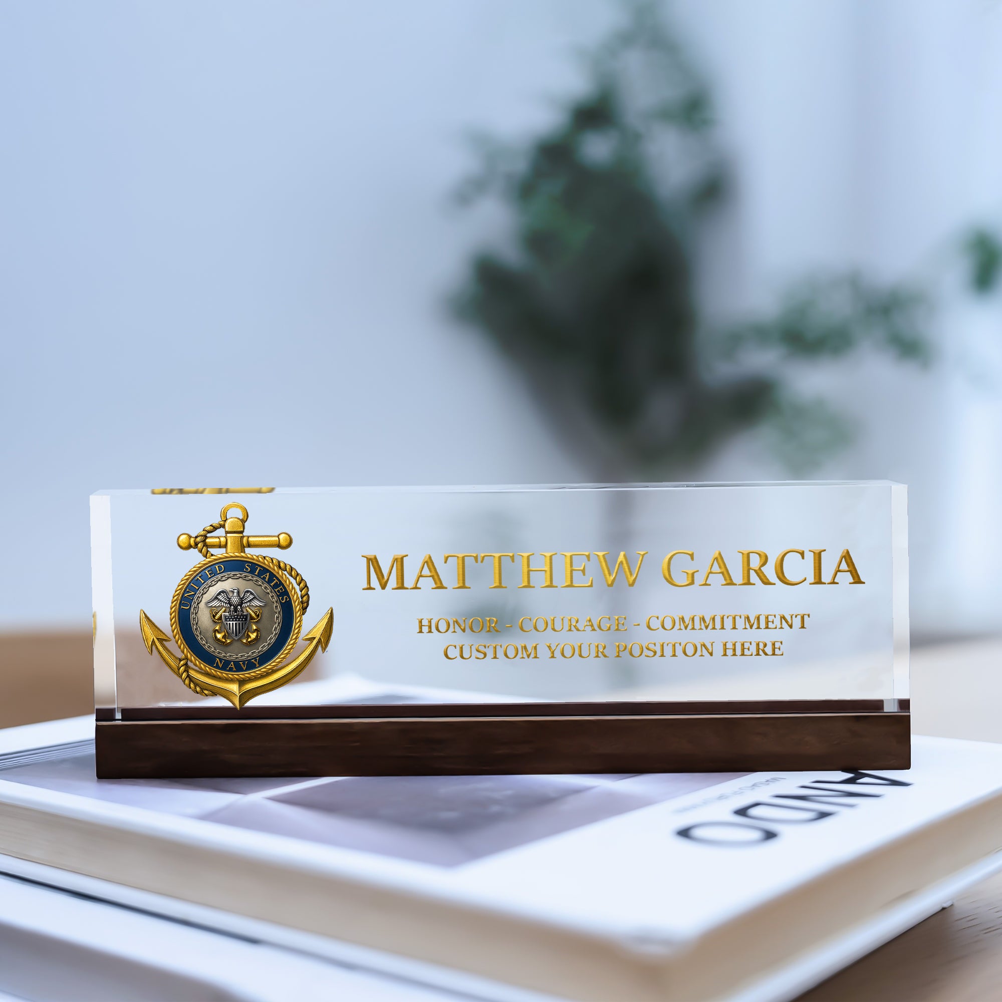 US Navy Custom Desk Acrylic Plaque – 250th Anniversary Gift