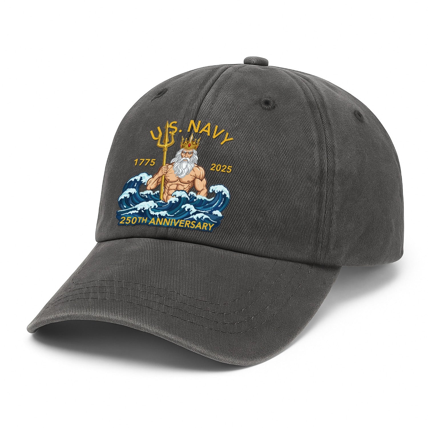 US Navy 250th Anniversary Poseidon Washed Denim Cap