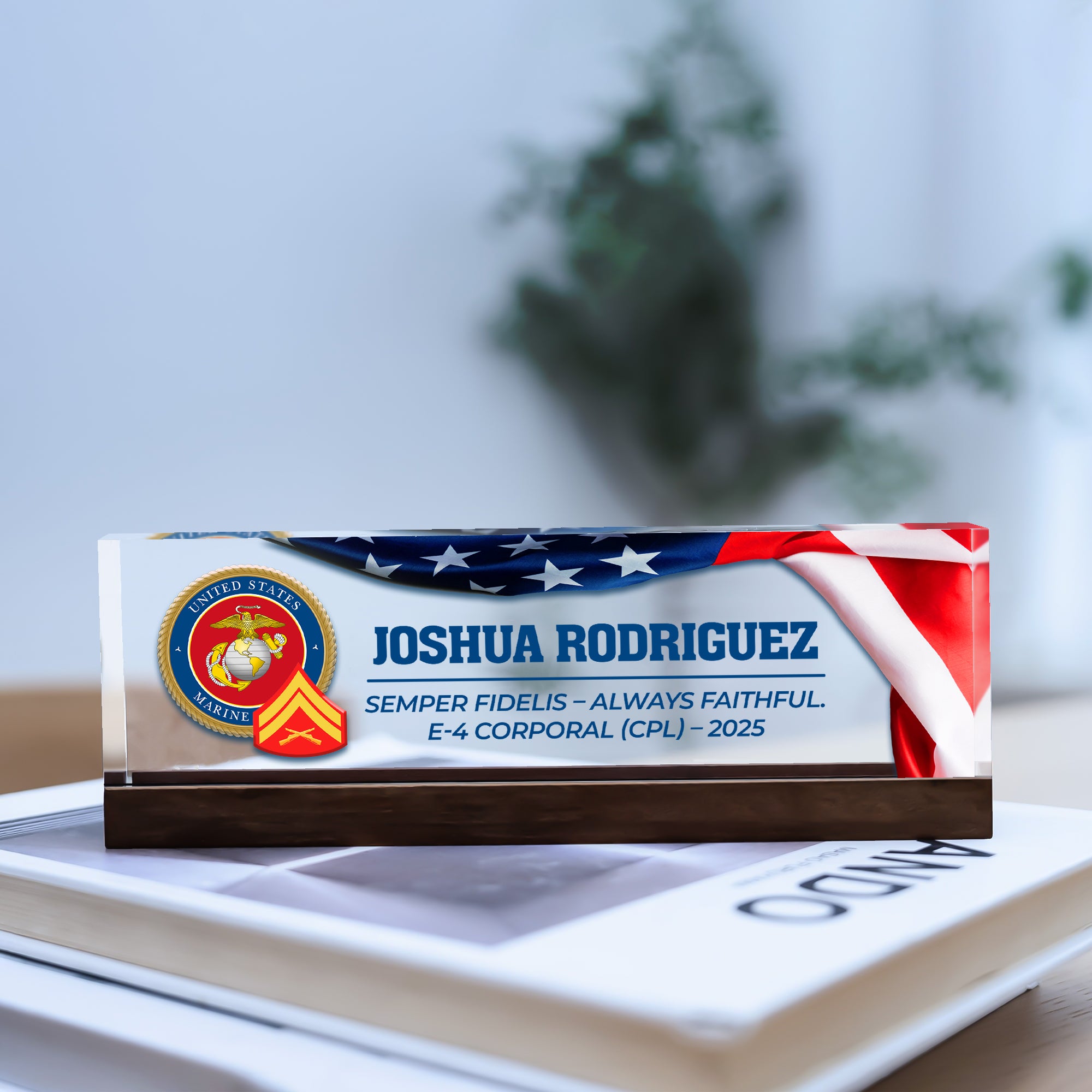 Personalized USMC Acrylic Desk Plaque – Service Recognition Gift