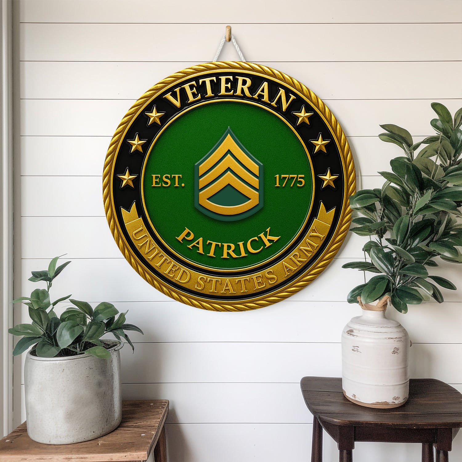 US Army Veteran Round Sign