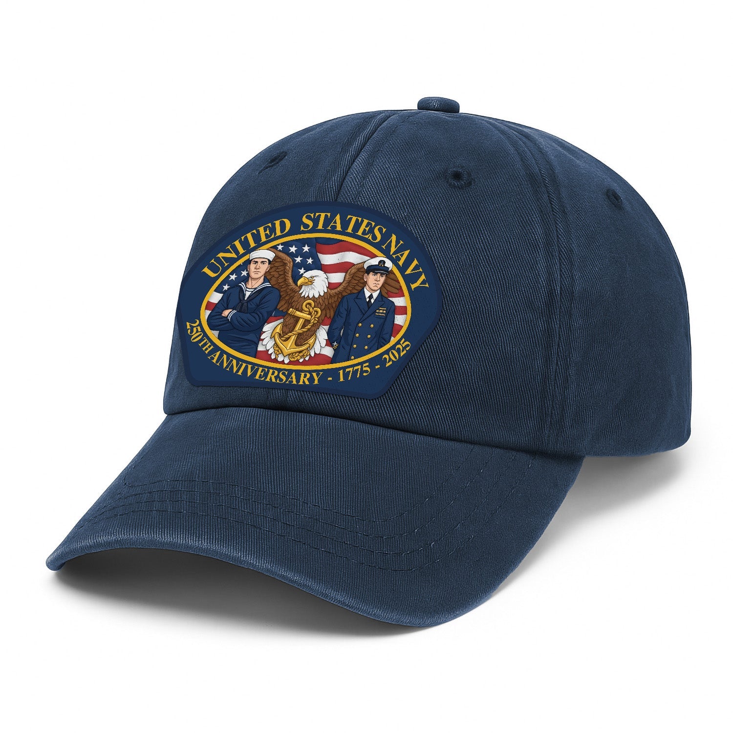 United Stetes Navy 250th Anivesary US Navy Premium Washed Denim Cap