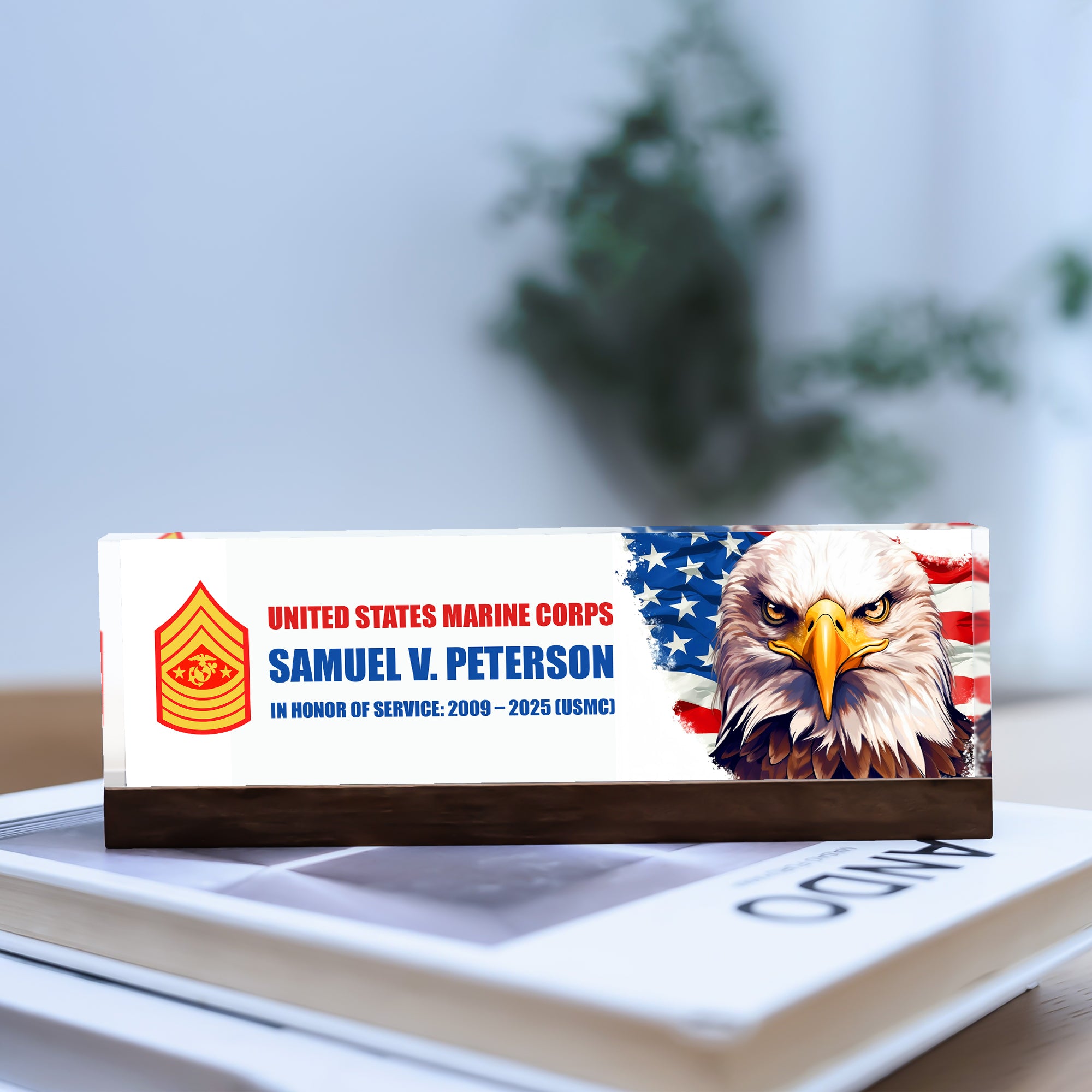 MC Eagle Acrylic Desk Plaque – Custom Name & Promotion