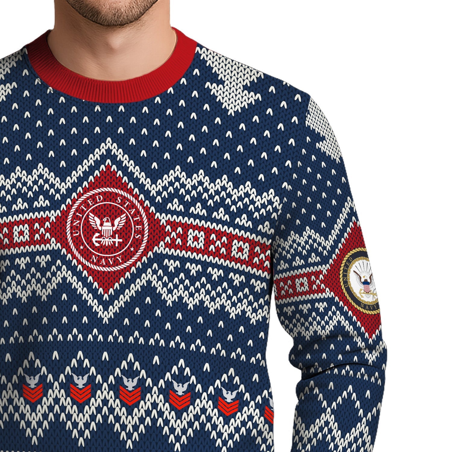 Personalized US Navy Christmas Ugly Sweater TUST09