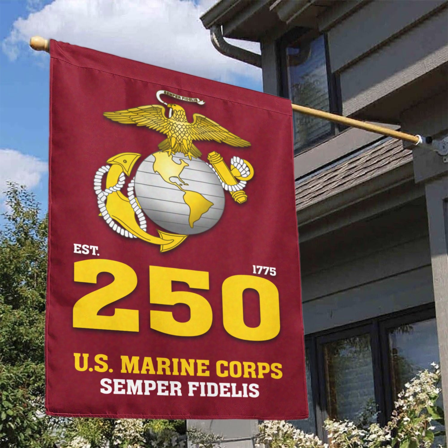 MARlNE Est 1775 Semper Fidelis Garden Flag Twin-Side Printing