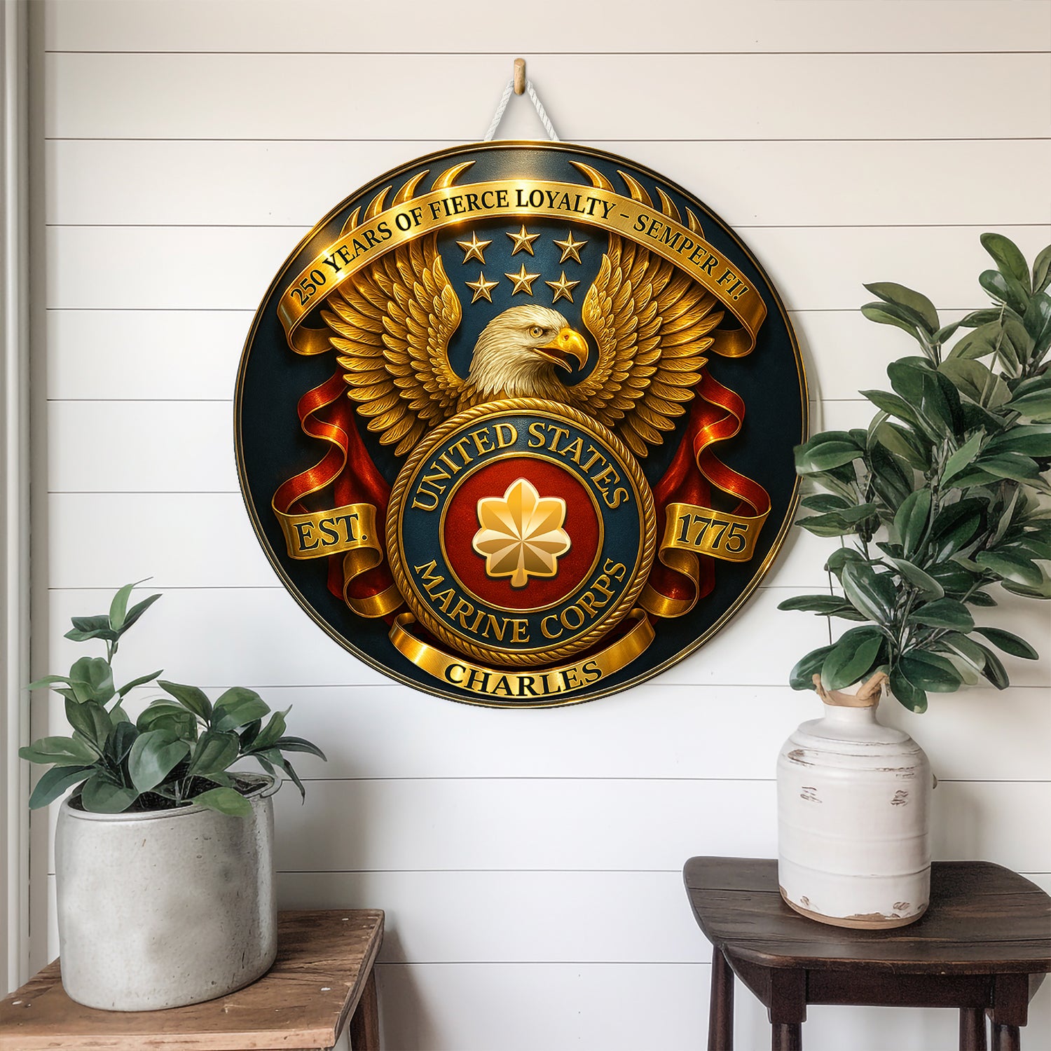 MARlNE Corps 250th Anniversary Sign – Custom Name & Rank