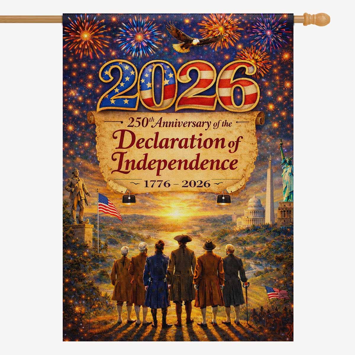 America 250 House Flag Declaration of Independence 1776-2026 USA Patriotic Flag