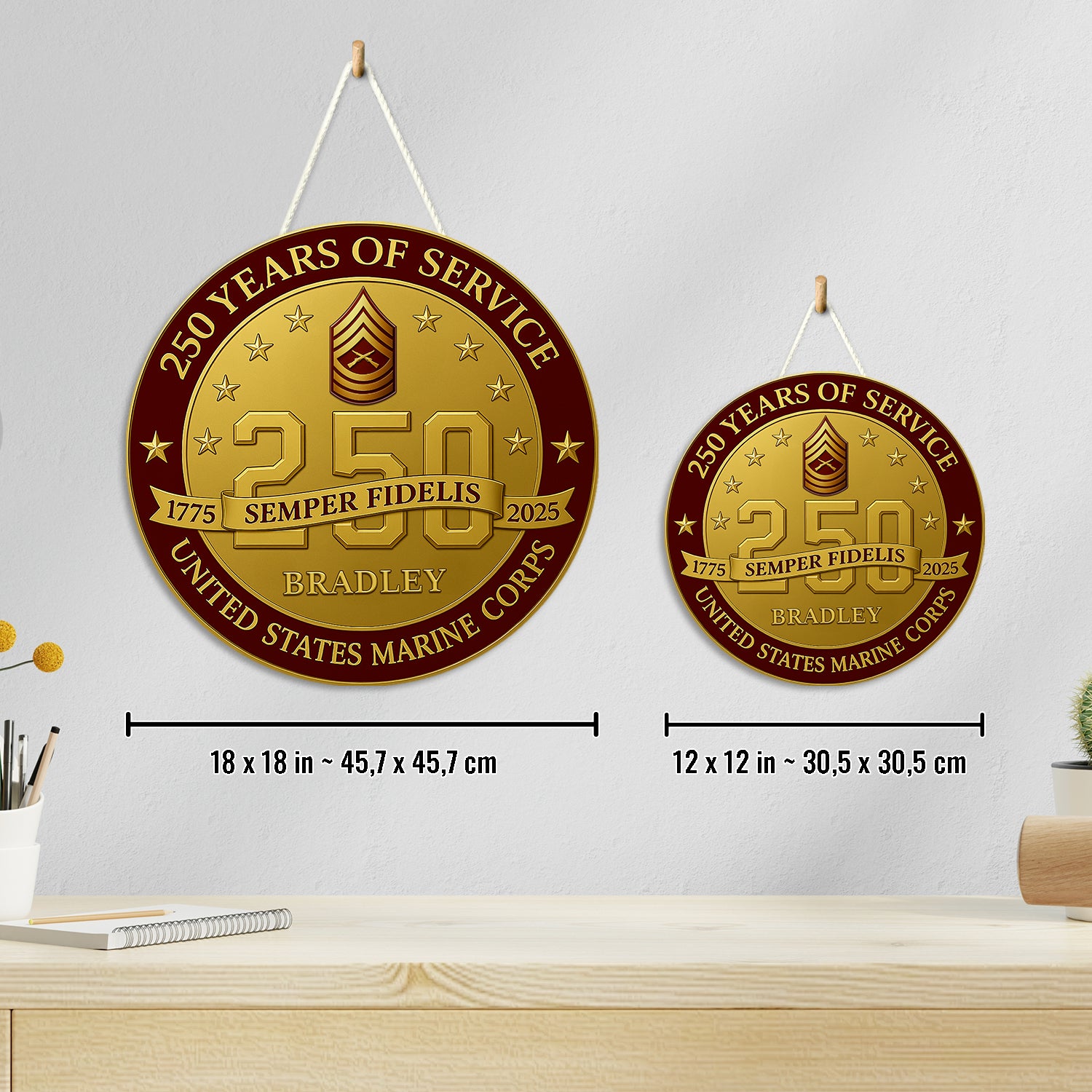 MARlNE 250 Years of Service Wooden Sign