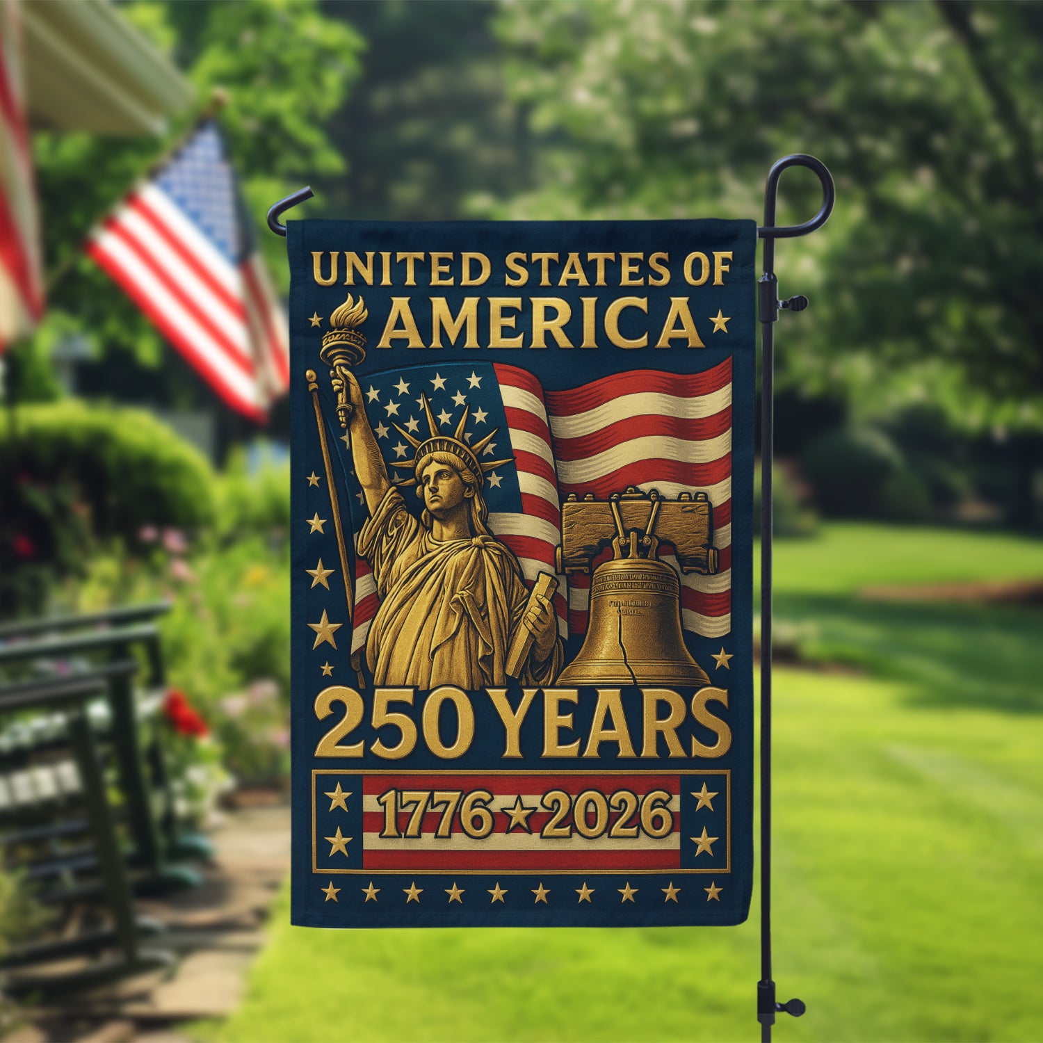United States Of America 250 Garden Flag 12''x18'' Twin-Side Printing
