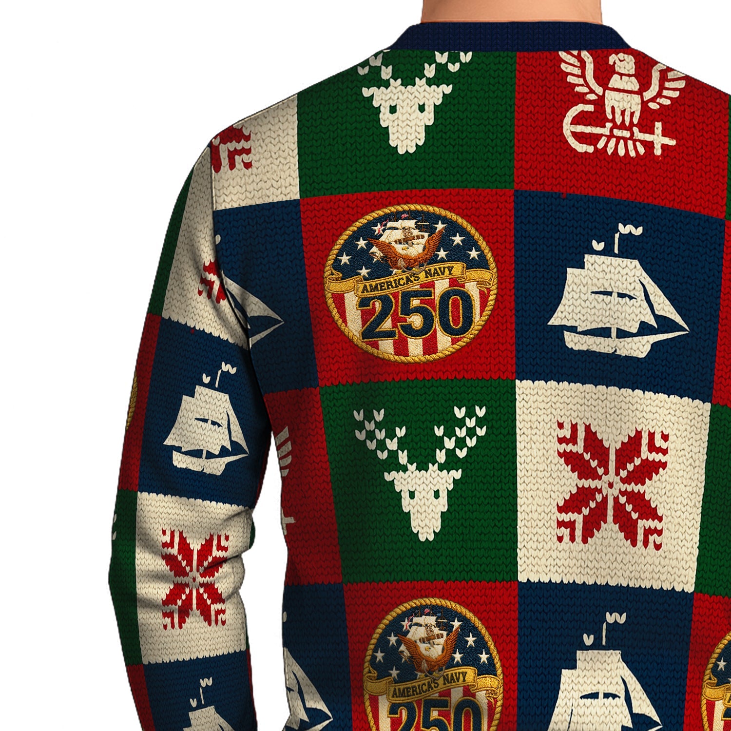 US Navy 250 America Christmas Ugly Sweater