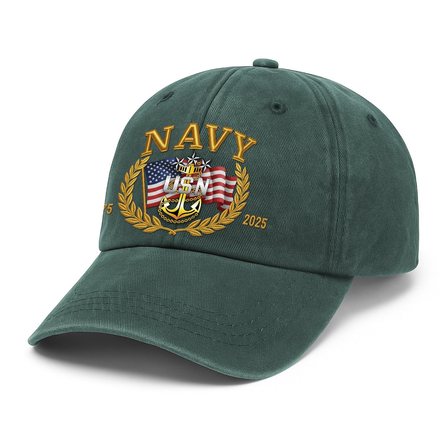 Custom Ranks US Navy Premium Washed Denim Cap DC028