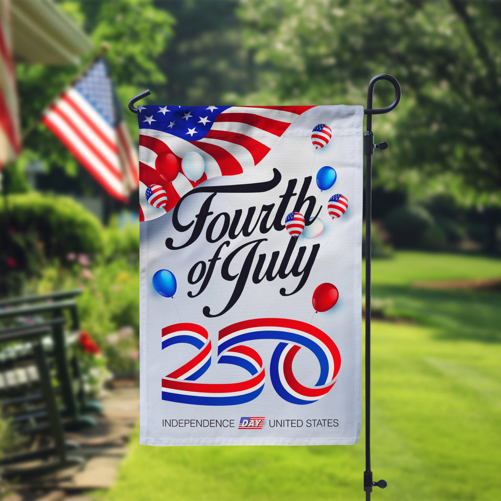Fourth of July 250 Garden Flag 12''x18'' Twin-Side Printing