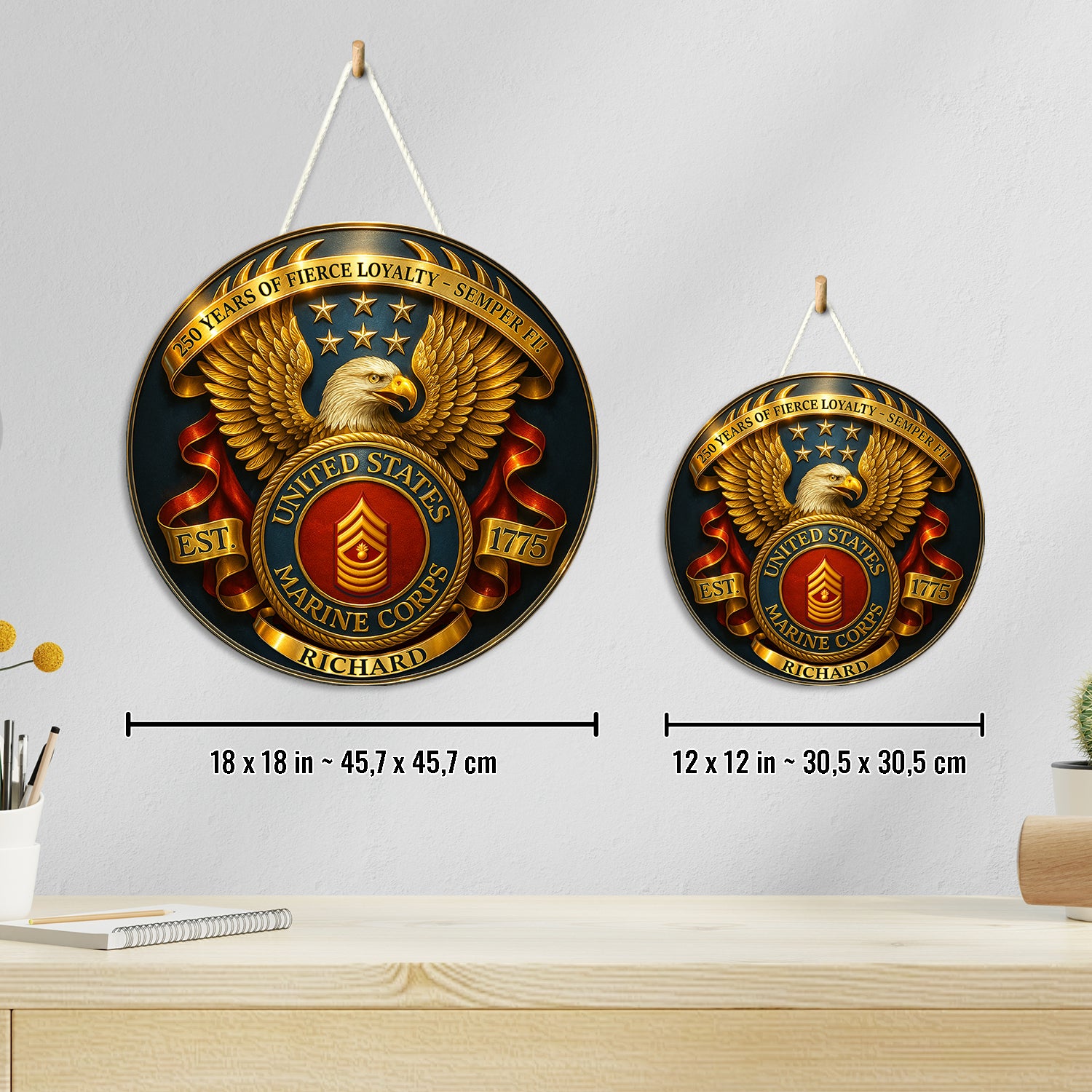 MARlNE Corps 250th Anniversary Sign – Custom Name & Rank