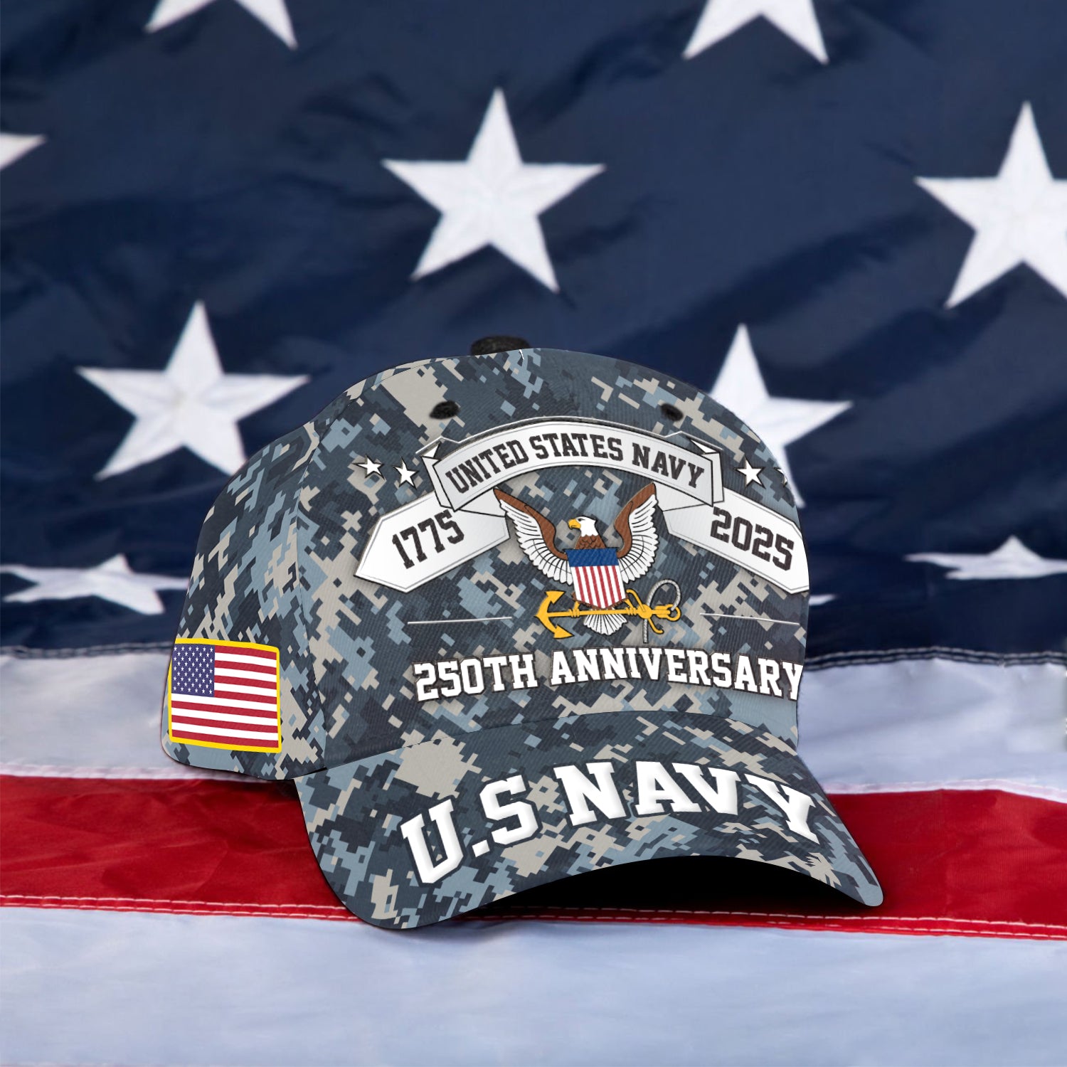 US Navy 250th Anniversary All Over Prints Premium Classic Cap