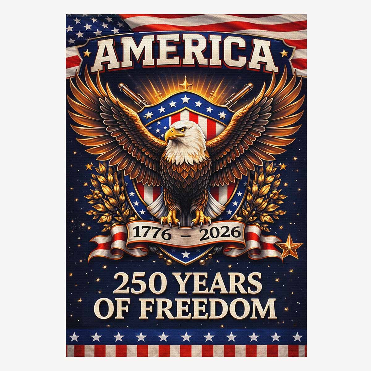 USA 250 Years of Freedom Patriotic House Flag Eagle American Decor