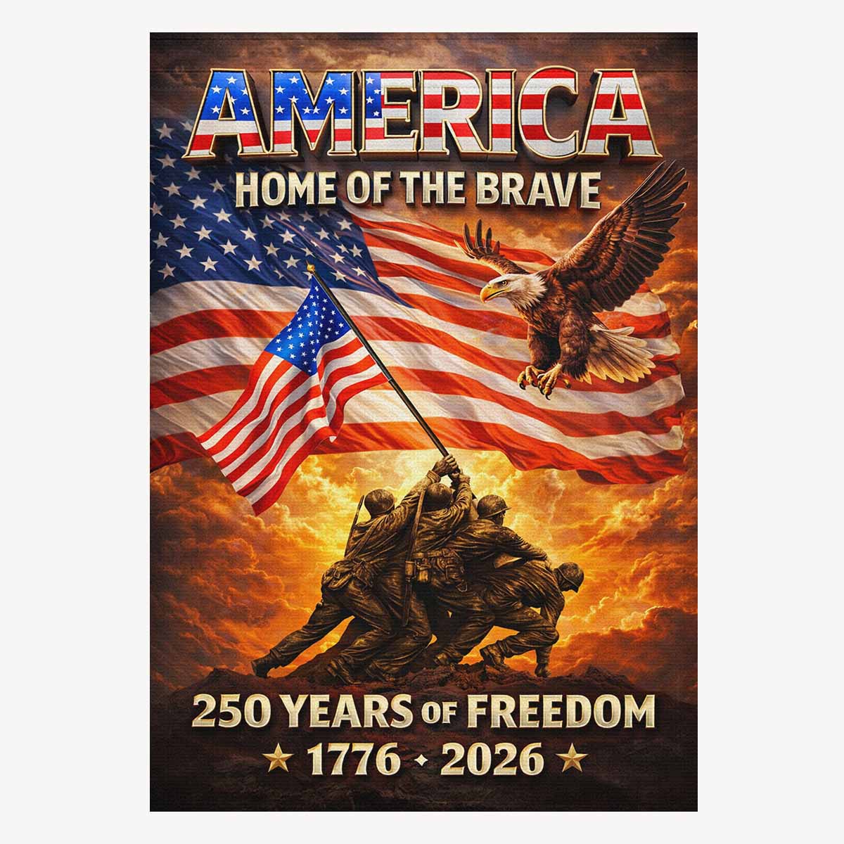 America 250 Home of the Brave House Flag – 1776–2026 Patriotic Freedom Banner