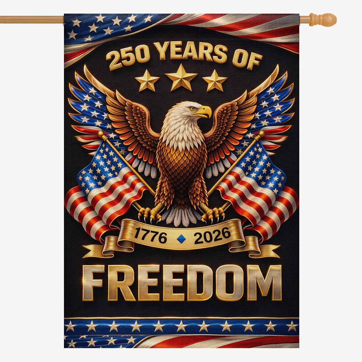 America 250 Patriotic Eagle House Flag USA 1776-2026 Freedom Flag