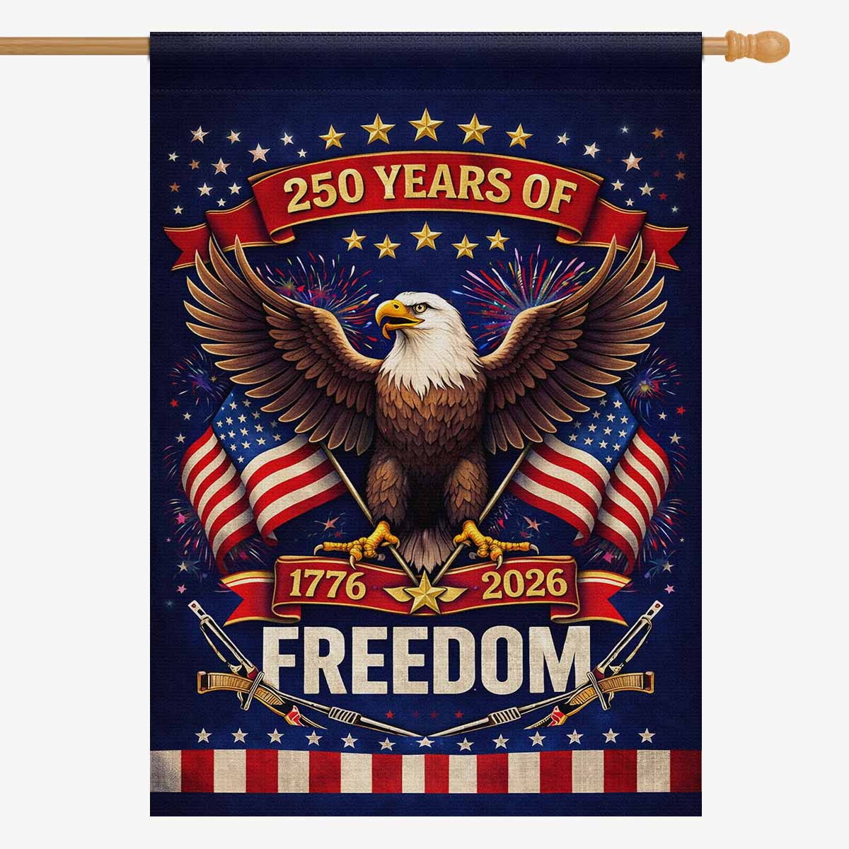 250 Years of Freedom House Flag Patriotic Eagle USA 1776-2026 Independence Banner