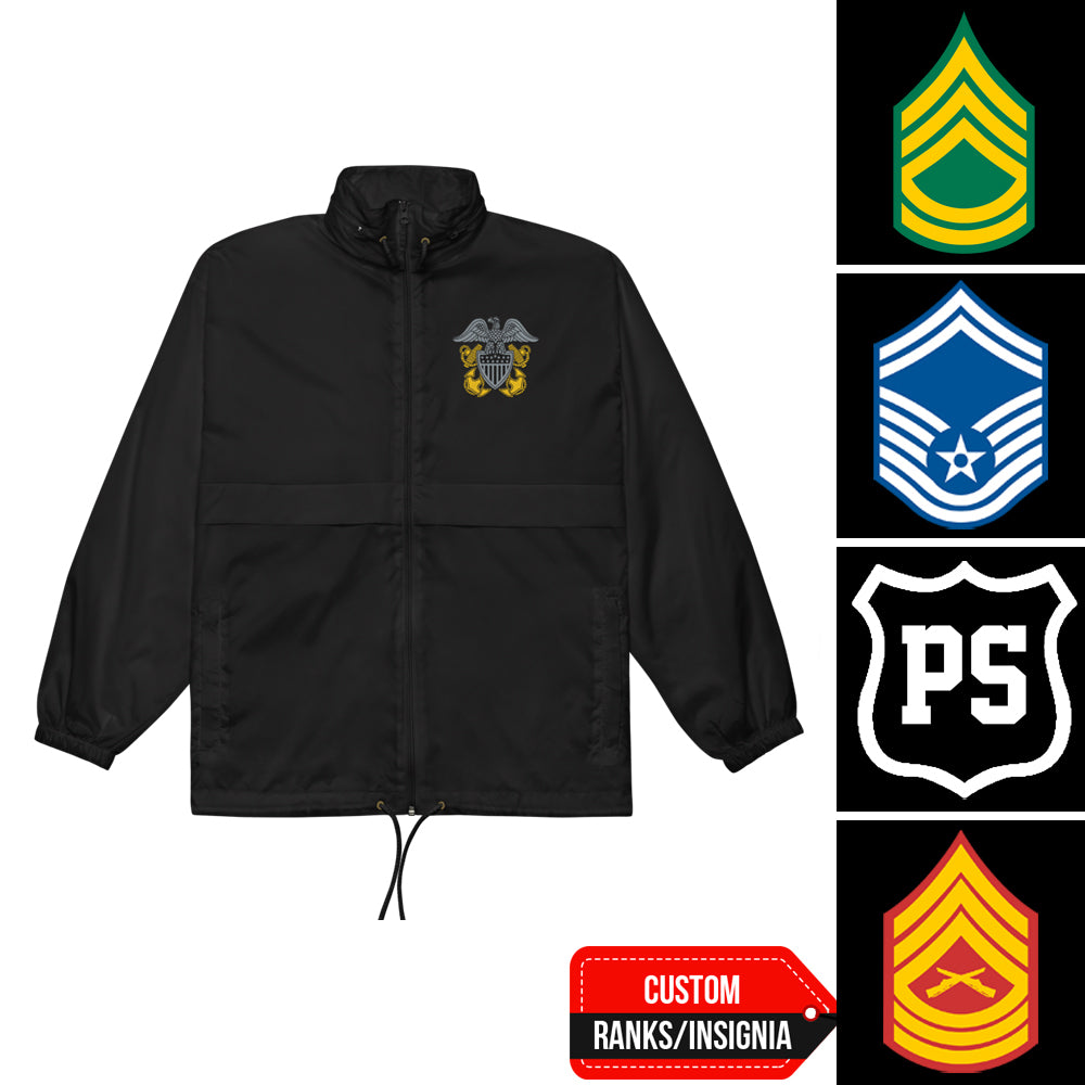 Custom US Military Ranks/Insignia Embroidered Unisex Windbreaker