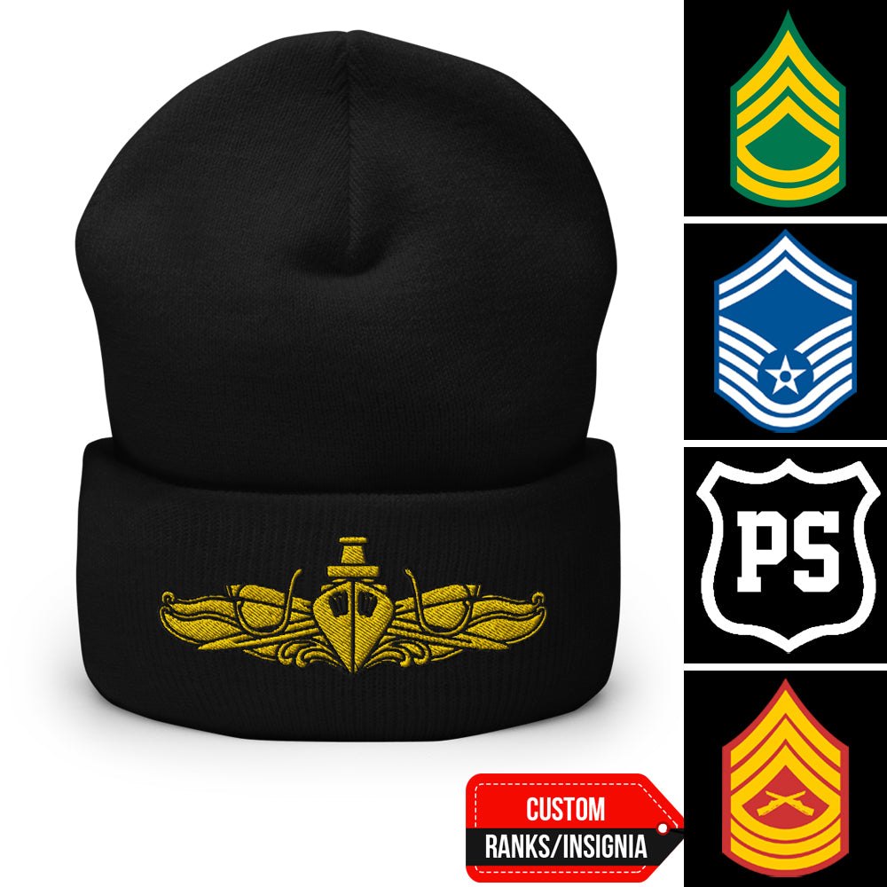 Custom US Military Ranks/Insignia Embroidered Beanie