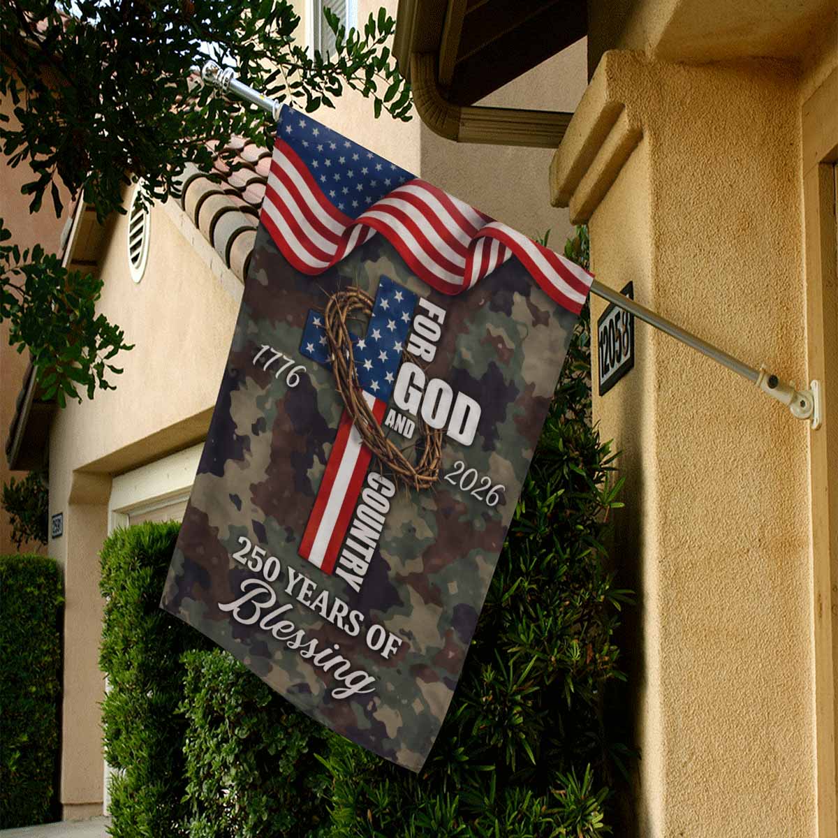 For God and Country 250 Years House Flag 1776–2026 Patriotic Banner