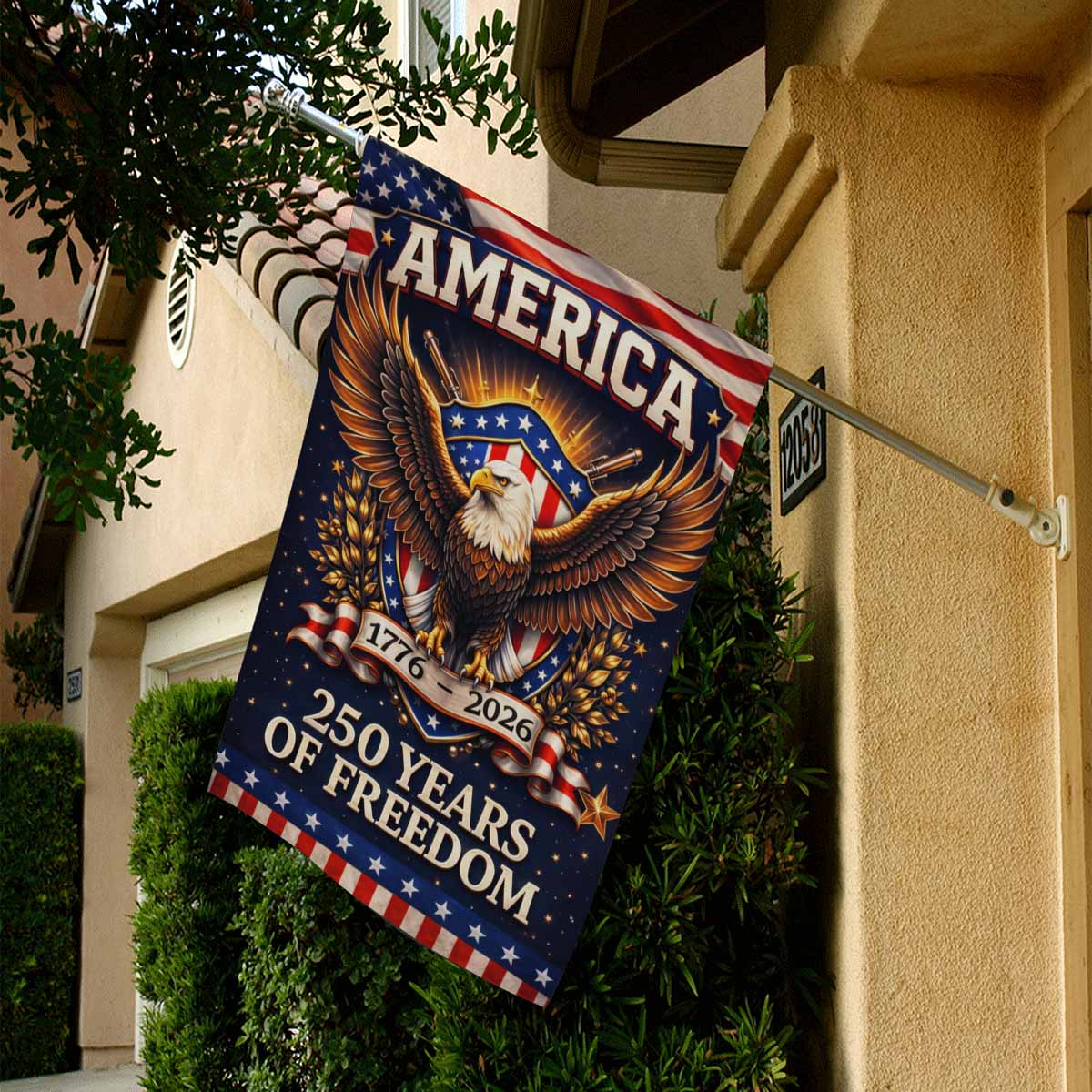 USA 250 Years of Freedom Patriotic House Flag Eagle American Decor