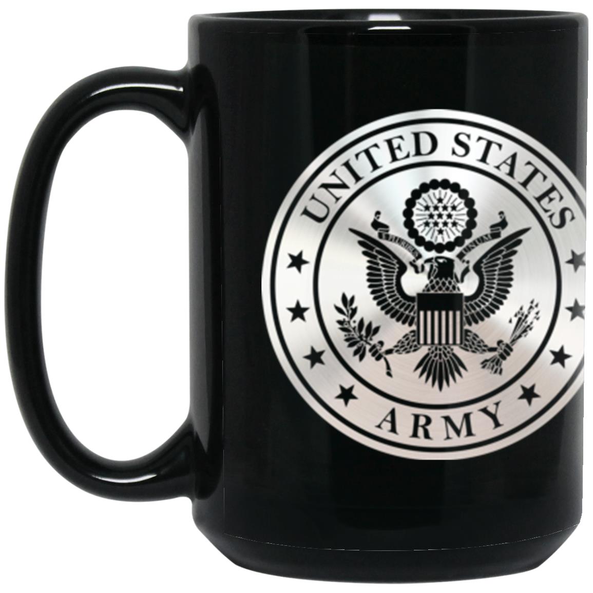 US Army Combat Infantryman Second Award Badge Metallic Silver Effect 11oz - 15oz Black Mug