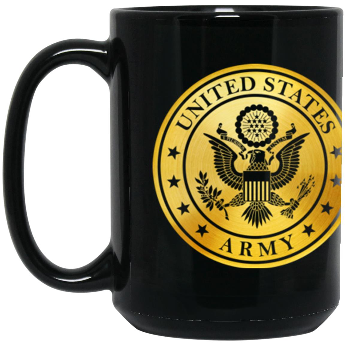 US Army Finance Corps Metallic Gold Effect 11oz - 15oz Black Mug