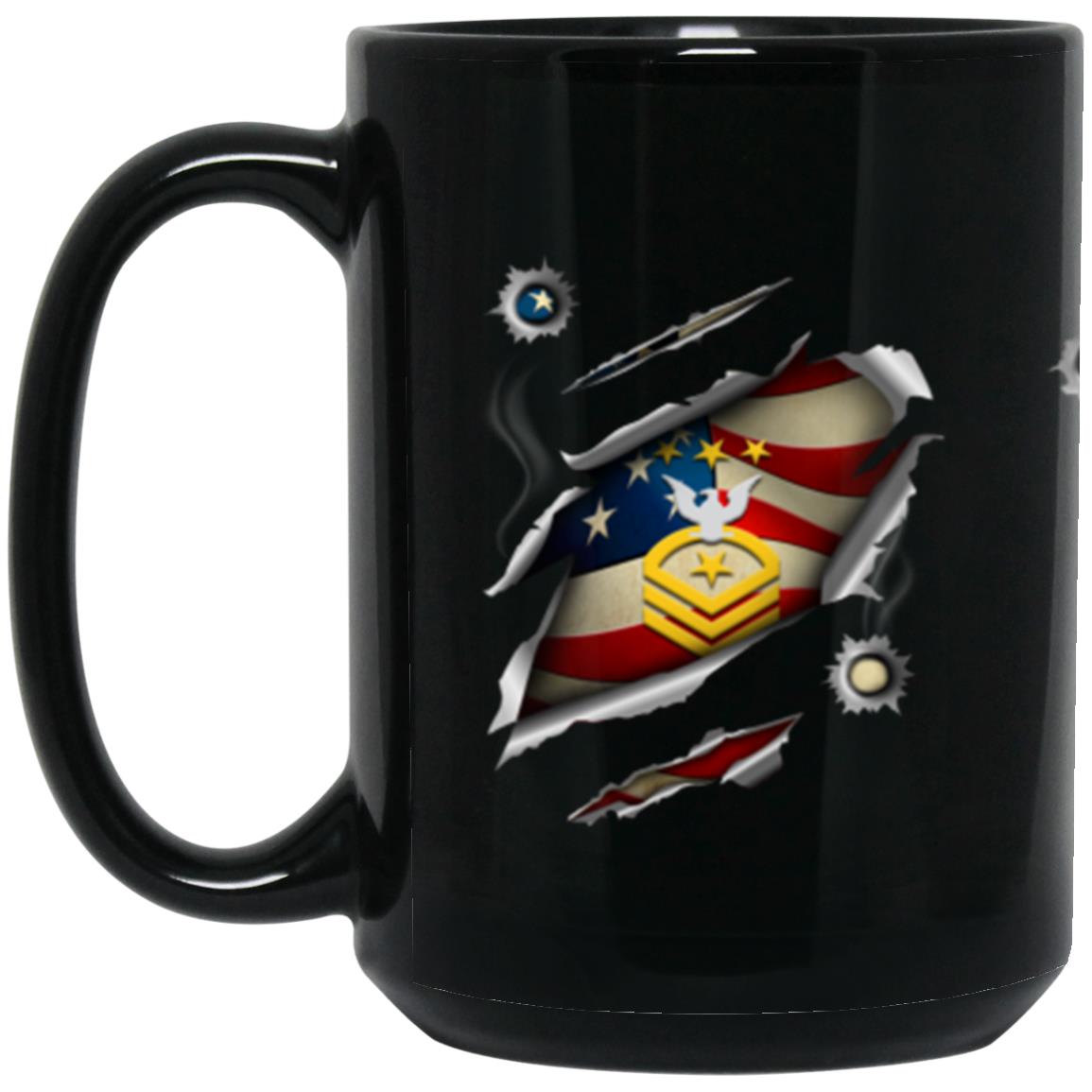 US Navy E-9 Master Chief Petty Officer Of The Navy E9 MCPON Collar Device 11oz - 15oz Black Mug