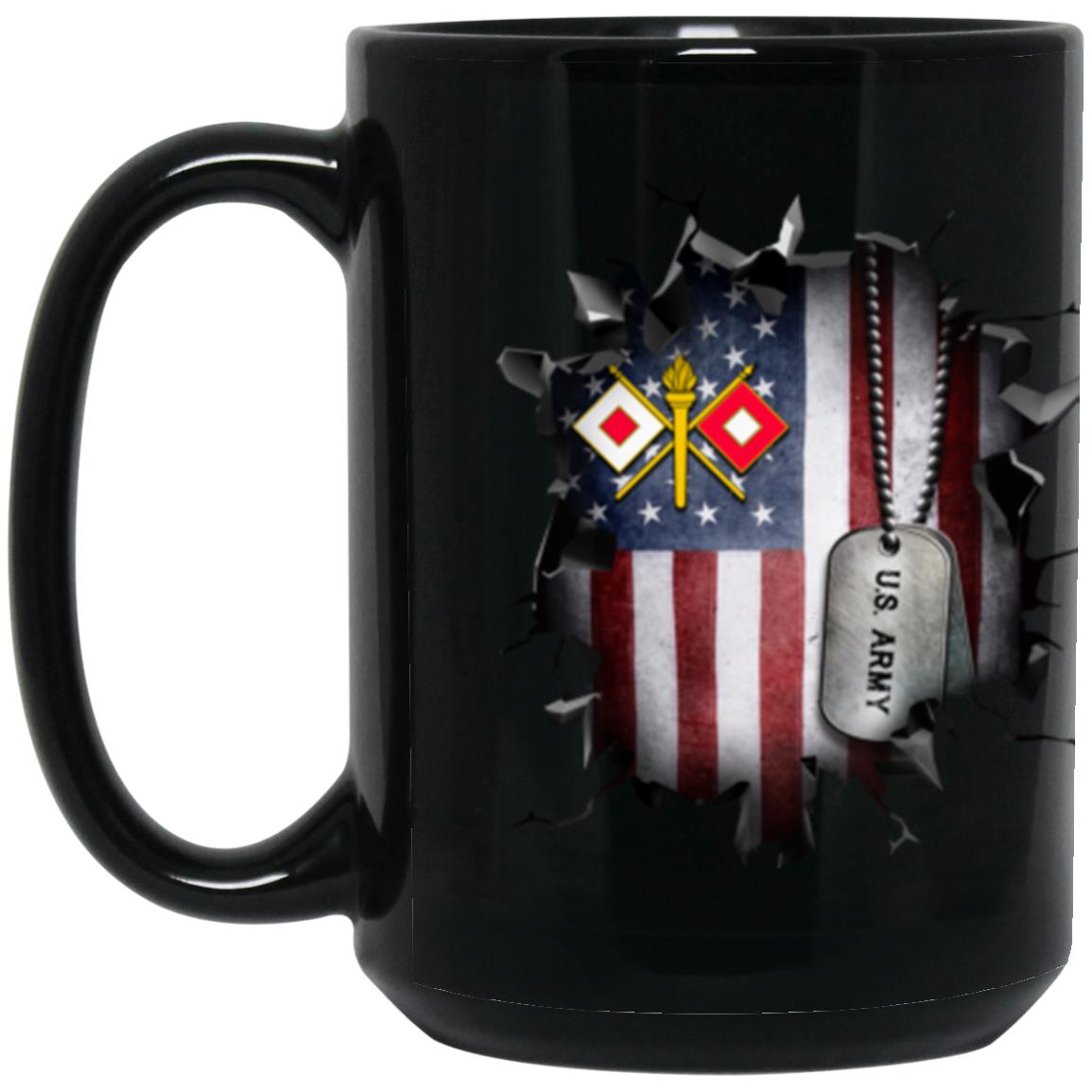 US Army Signal Corps 3D Break Effect 11oz - 15oz Black Mug