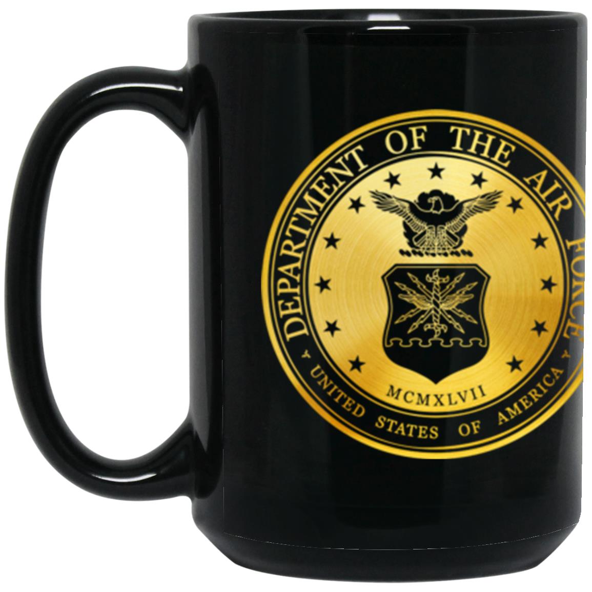 US Air Force Alaskan Air Command Metallic Gold Effect 11oz - 15oz Black Mug