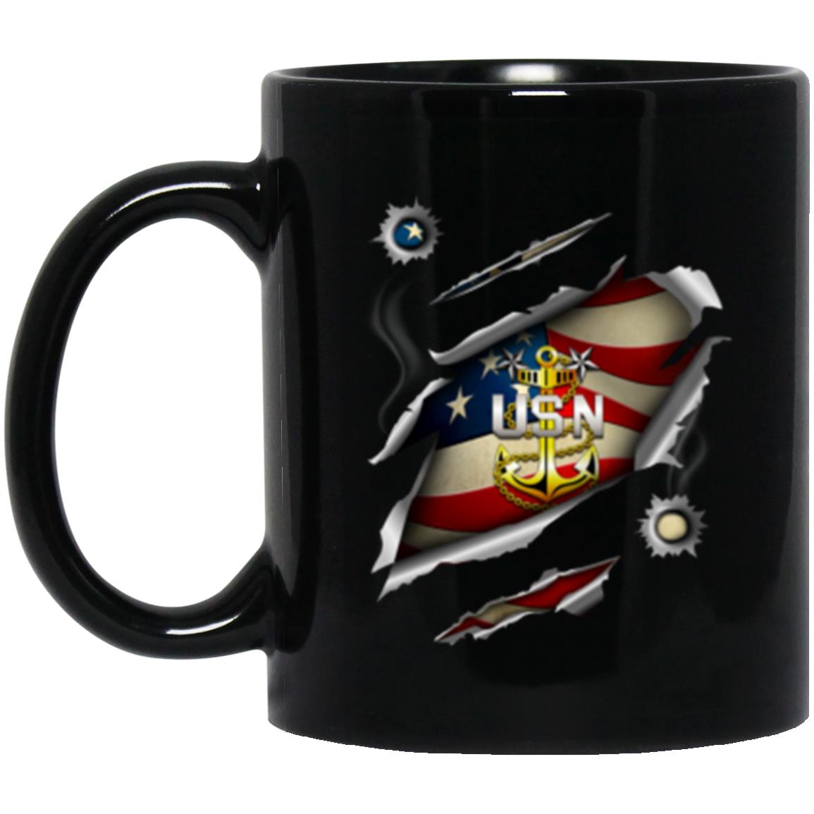 US Navy E-9 Master Chief Petty Officer E9 MCPO Senior Noncommissioned Officer Collar Device 11oz - 15oz Black Mug