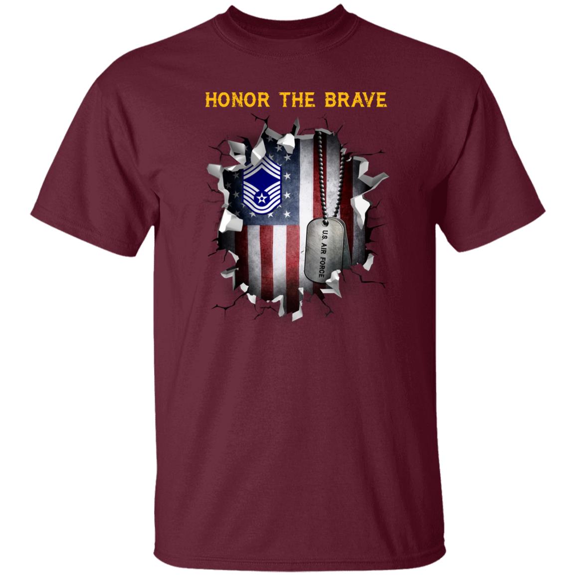 US Air Force E-9 Chief Master Sergeant CMSgt E9 Noncommissioned Officer AF  - Honor The Brave - Honor The Brave Front Shirt